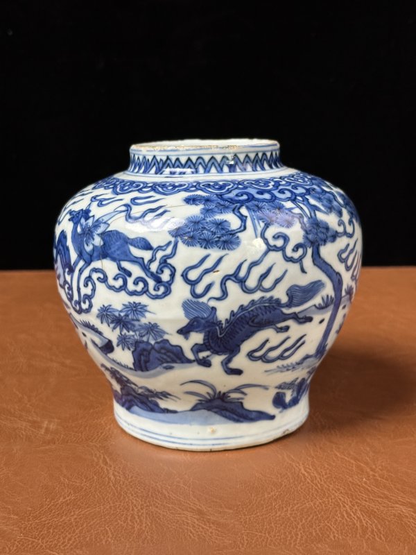 明万历 青花瑞兽纹小罐 - 图4