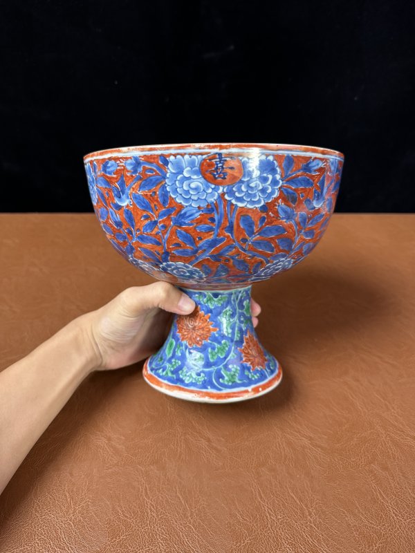 明万历、清康熙 青花笔筒及青花加彩豆一组 - 图3