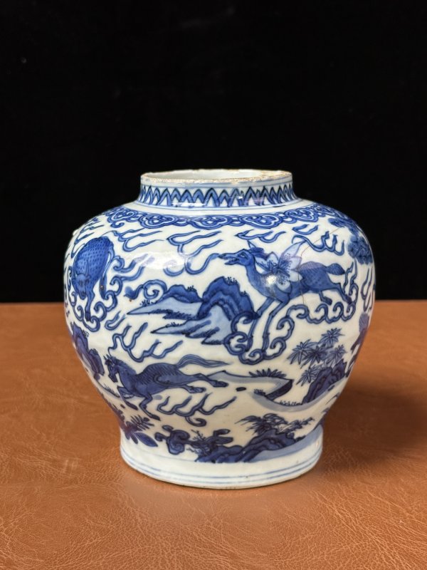 明万历 青花瑞兽纹小罐 - 图5