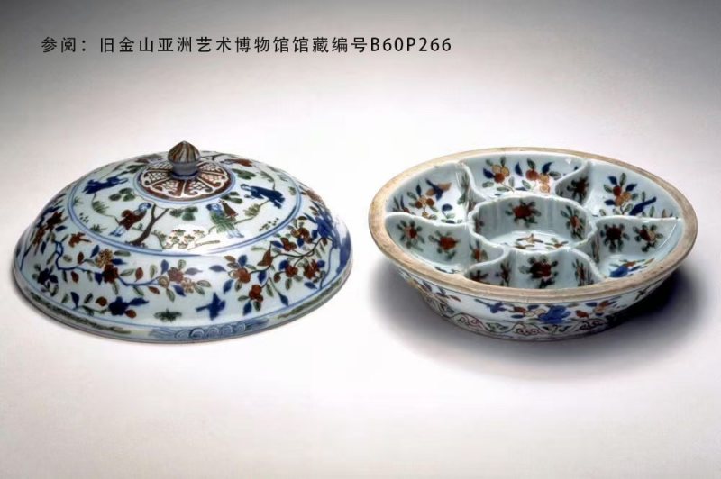 明万历 青花五彩花卉纹调色盘 - 图2