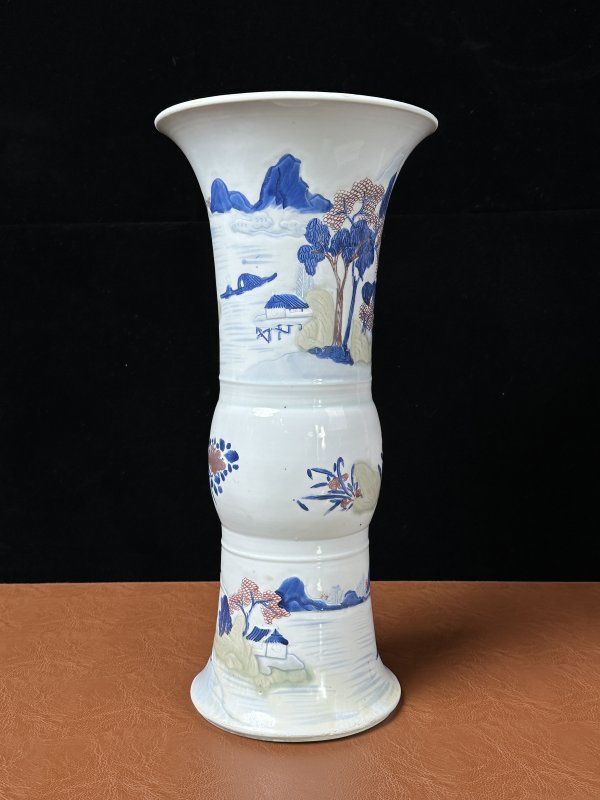 清康熙 釉下三彩花觚 - 图5