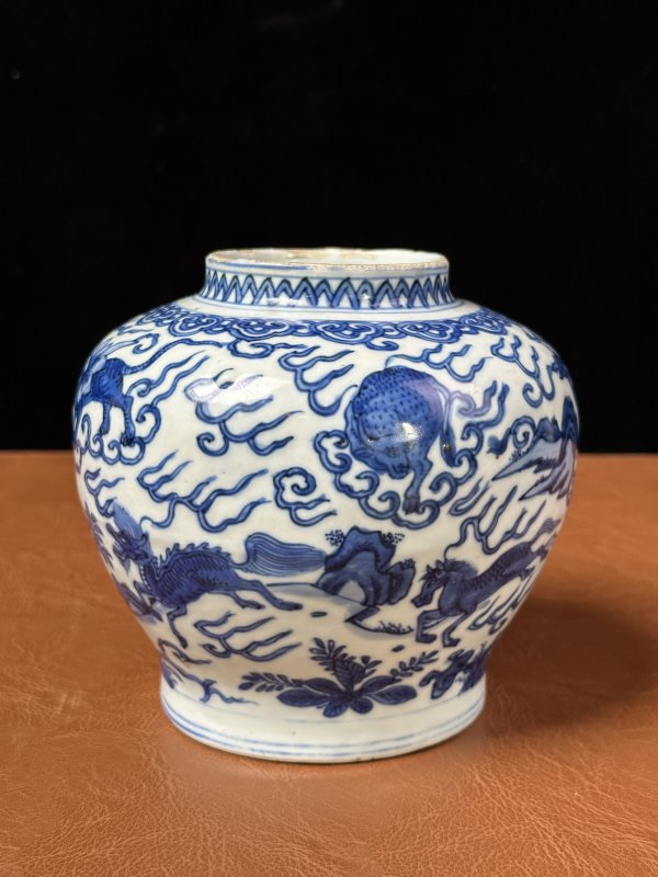 明万历 青花瑞兽纹小罐 - 图6