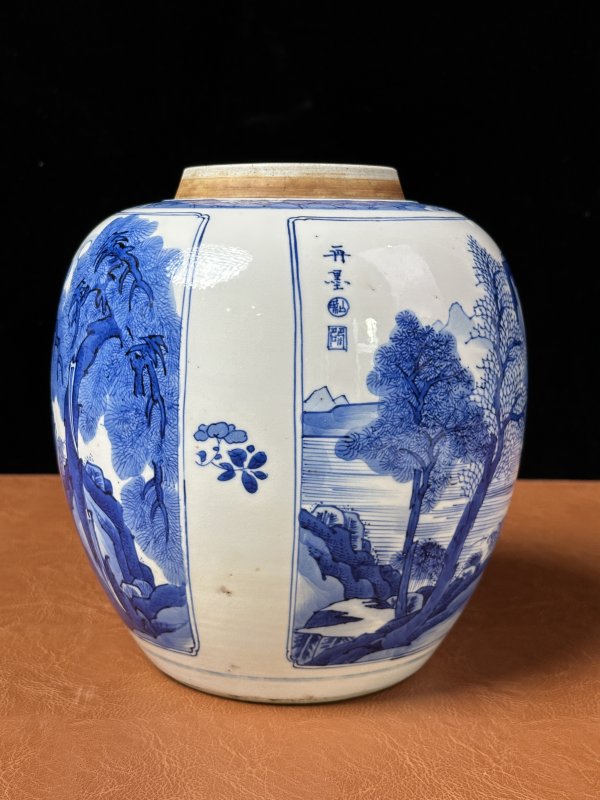 清康熙 青花鹿鹤同春纹罐 - 图4