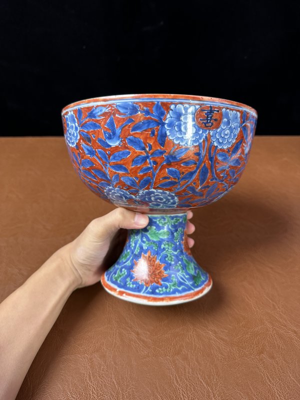 明万历、清康熙 青花笔筒及青花加彩豆一组 - 图4