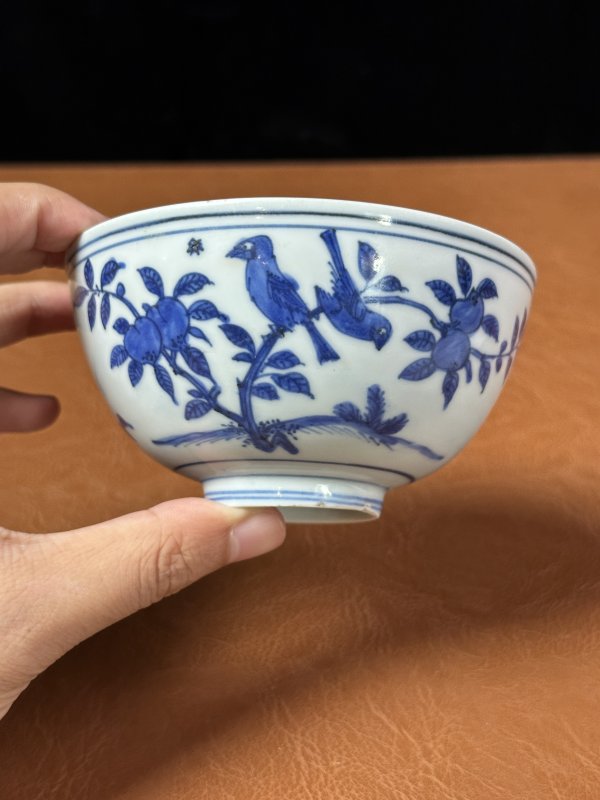 明嘉靖  青花花鸟纹碗 - 图3