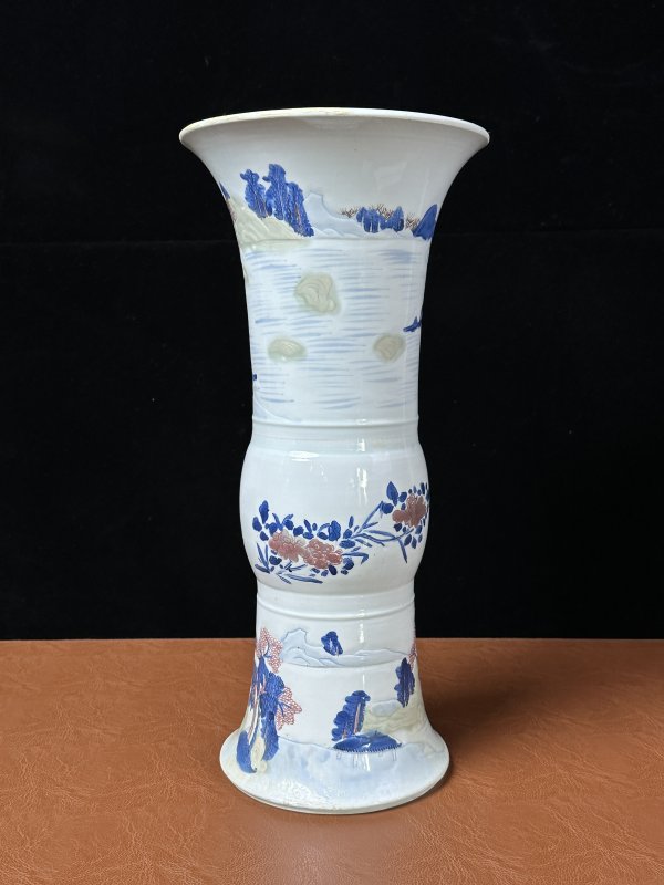 清康熙 釉下三彩花觚 - 图6