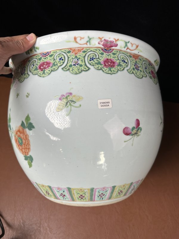 清晚期 粉彩花鸟缸一对 - 图6