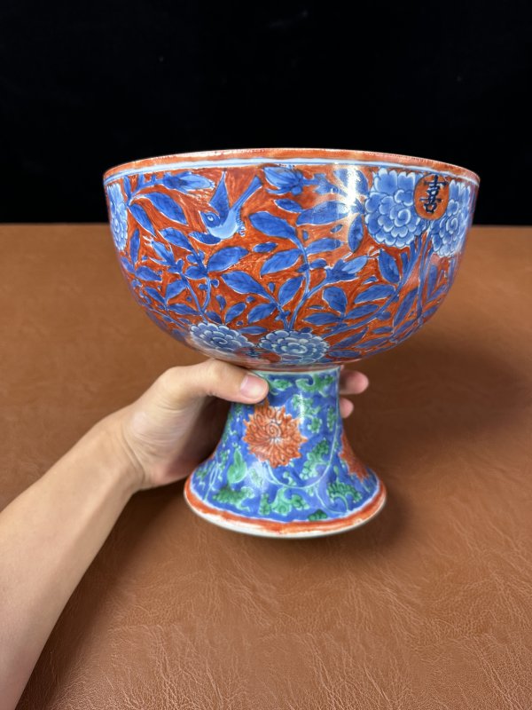 明万历、清康熙 青花笔筒及青花加彩豆一组 - 图5