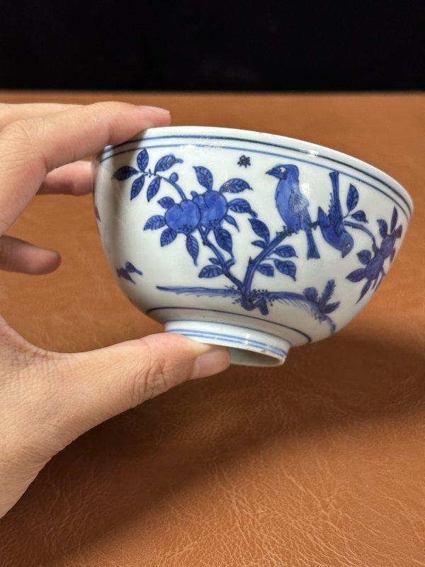 明嘉靖  青花花鸟纹碗 - 图4