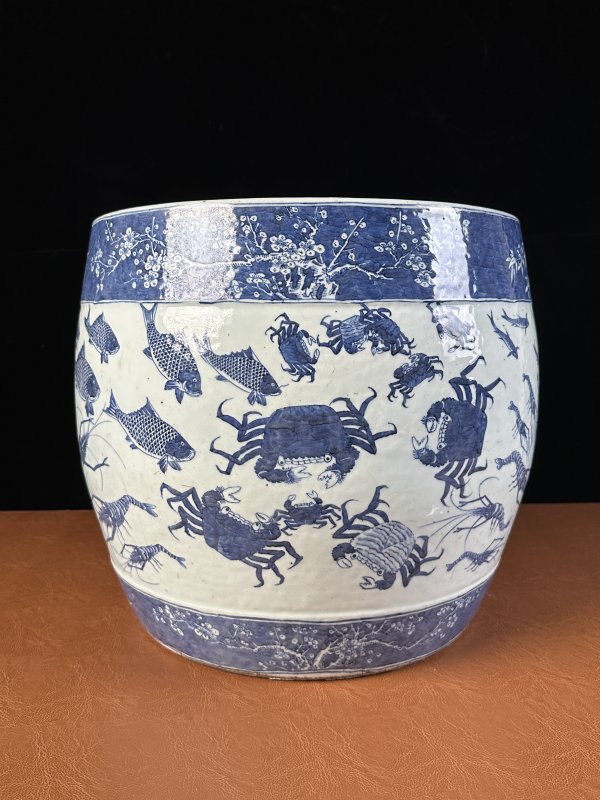 清中期 青花鱼虾蟹大缸 - 图2