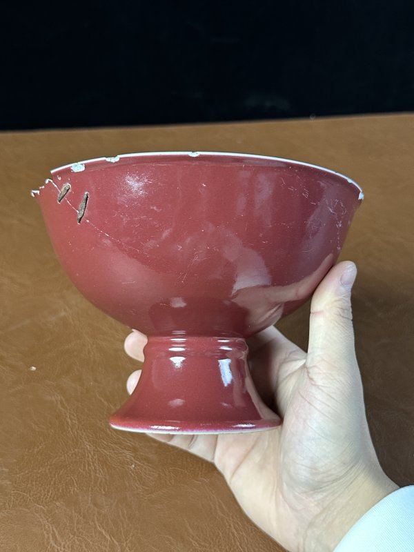 清嘉庆 胭脂水高足碗 - 图3