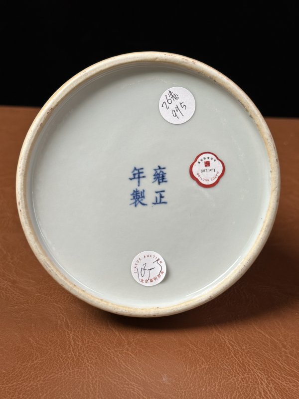 清 白釉贴塑胭脂红蟠螭纹尊 - 图9