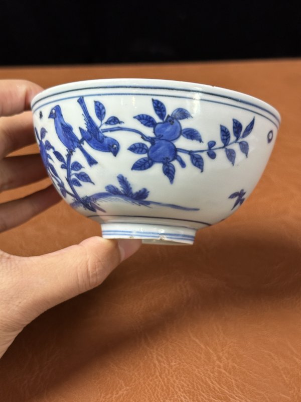 明嘉靖  青花花鸟纹碗 - 图5