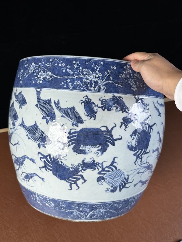 清中期 青花鱼虾蟹大缸 - 图3