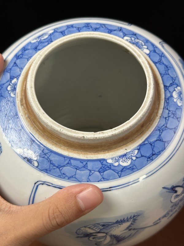 清康熙 青花鹿鹤同春纹罐 - 图7