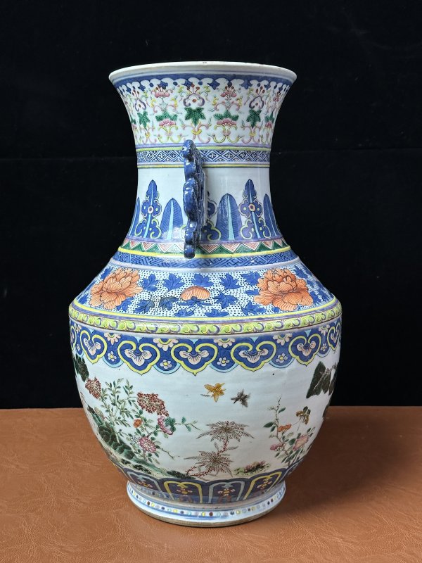 清中期  青花加彩三羊开泰双耳尊 - 图6