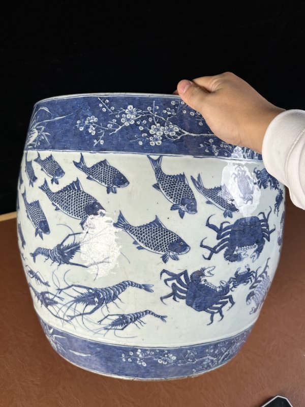 清中期 青花鱼虾蟹大缸 - 图4