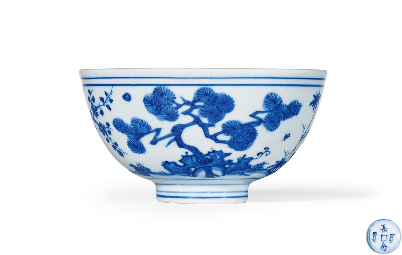 明嘉靖 青花岁寒三友纹碗