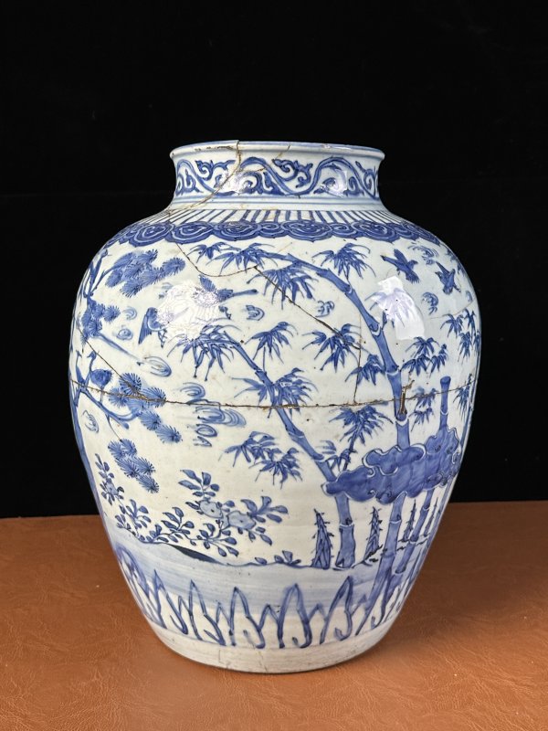 明万历 青花松竹梅罐 - 图4