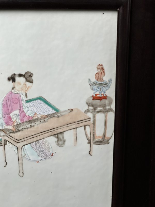 清道光 粉彩暗春宫人物插屏 - 图5