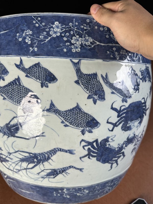 清中期 青花鱼虾蟹大缸 - 图5
