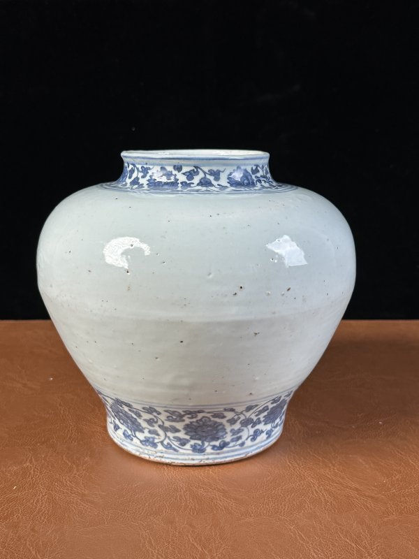 明正德 青花留白缠枝莲纹罐 - 图4