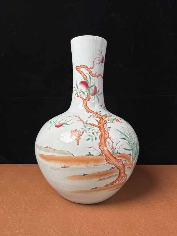 清光绪 粉彩灵山祝寿纹天球瓶 - 图5