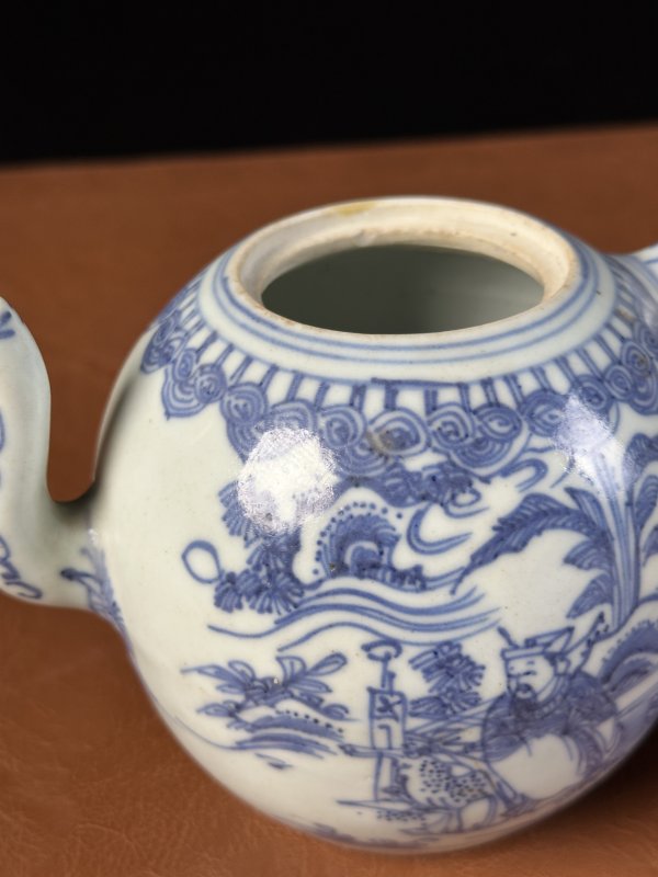 明天启 青花人物茶壶 - 图4