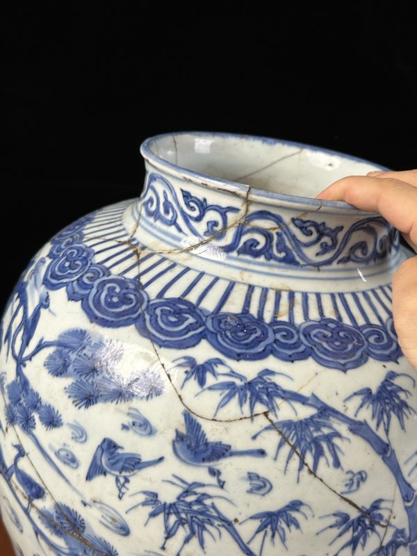 明万历 青花松竹梅罐 - 图5