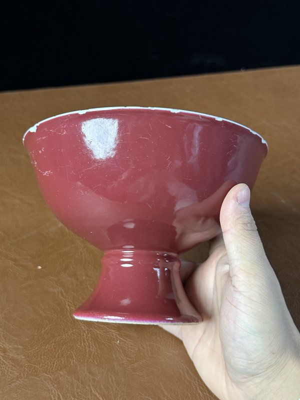 清嘉庆 胭脂水高足碗 - 图7