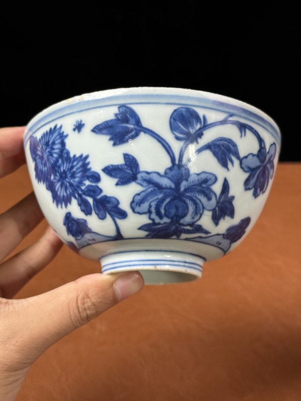 明嘉靖 青花岁寒三友纹碗 - 图4