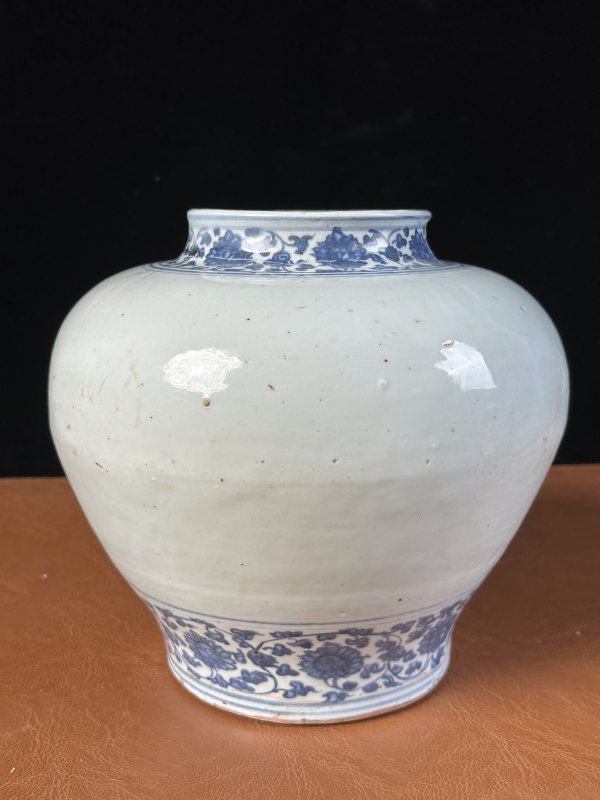 明正德 青花留白缠枝莲纹罐 - 图6