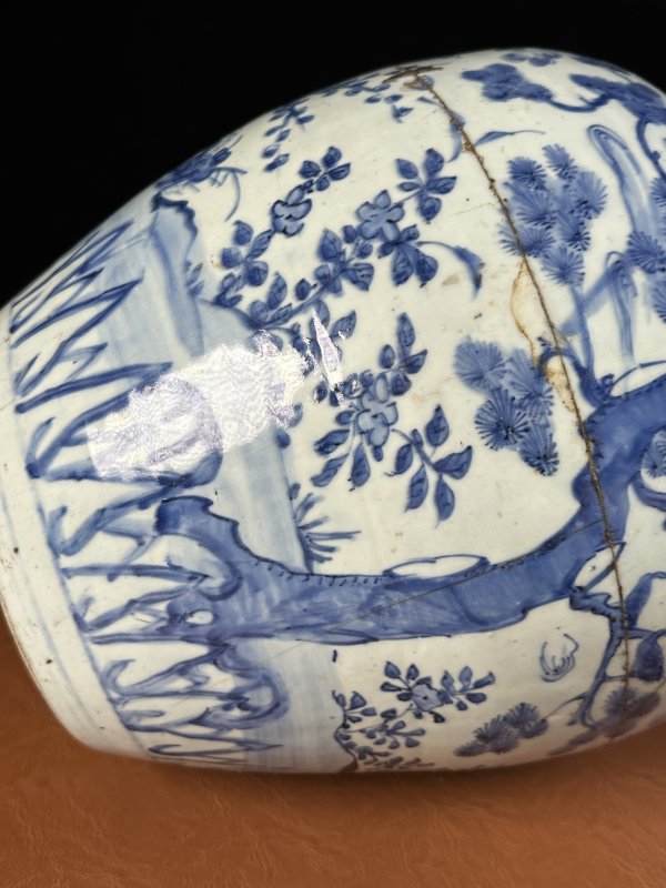明万历 青花松竹梅罐 - 图7