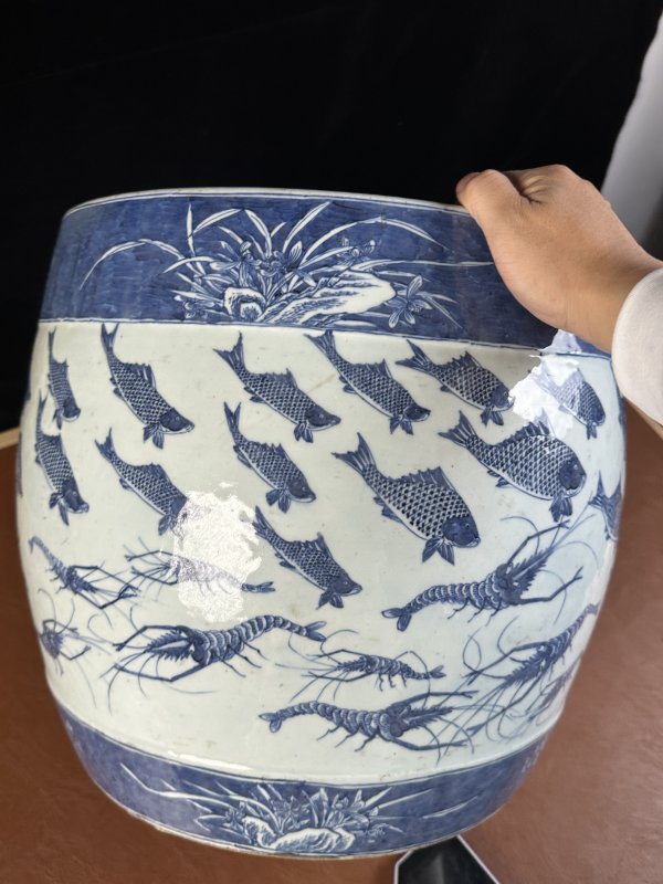 清中期 青花鱼虾蟹大缸 - 图8