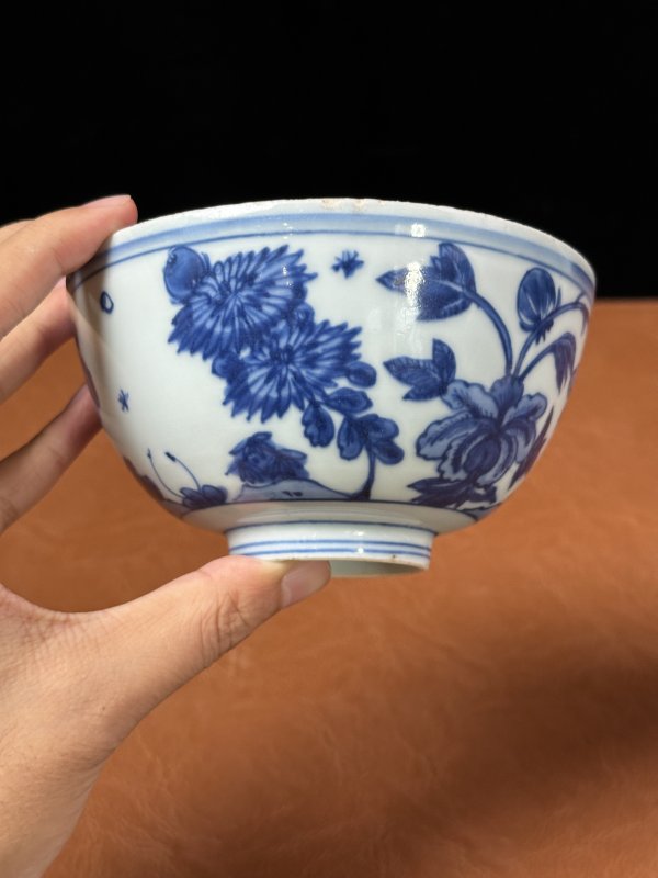 明嘉靖 青花岁寒三友纹碗 - 图6