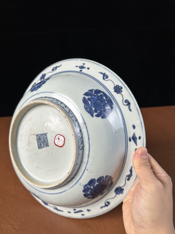 明万历 青花云鹤纹折沿盘 - 图11