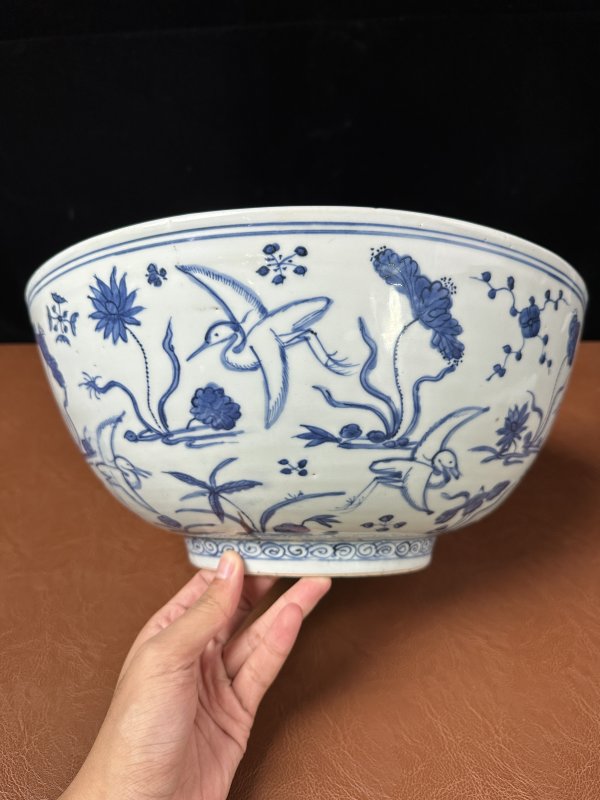明万历 青花花鸟纹大碗 - 图3