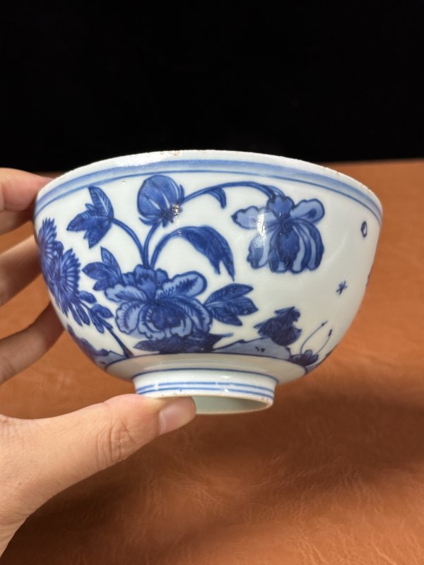 明嘉靖 青花岁寒三友纹碗 - 图7
