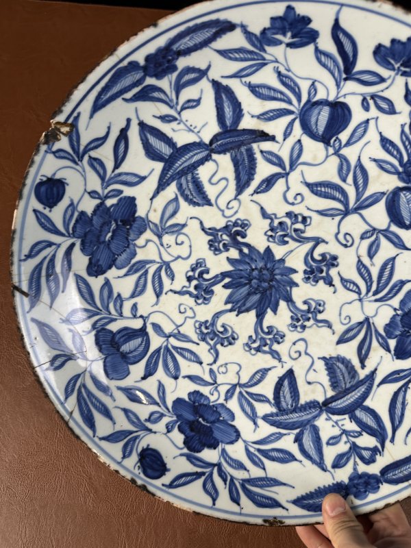 清康熙 仿宣德青花花卉大盘 - 图5