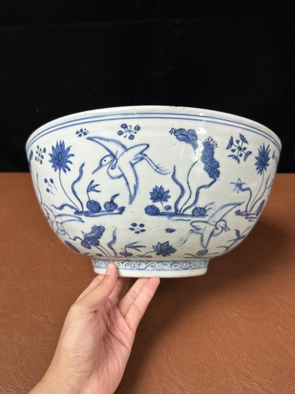 明万历 青花花鸟纹大碗 - 图4
