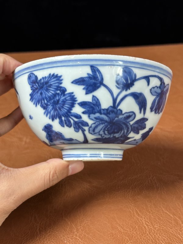 明嘉靖 青花岁寒三友纹碗 - 图8