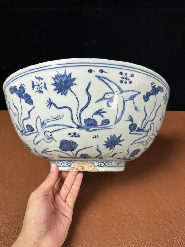 明万历 青花花鸟纹大碗 - 图5