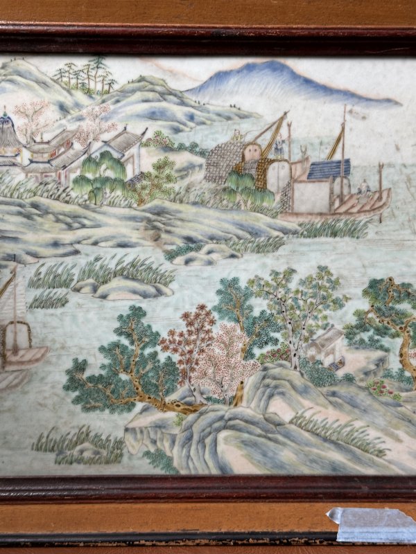 清中期 粉彩山水纹瓷板 - 图4