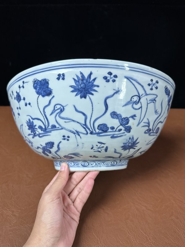 明万历 青花花鸟纹大碗 - 图6