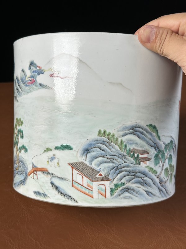 清道光 粉彩西湖山水笔海 - 图8