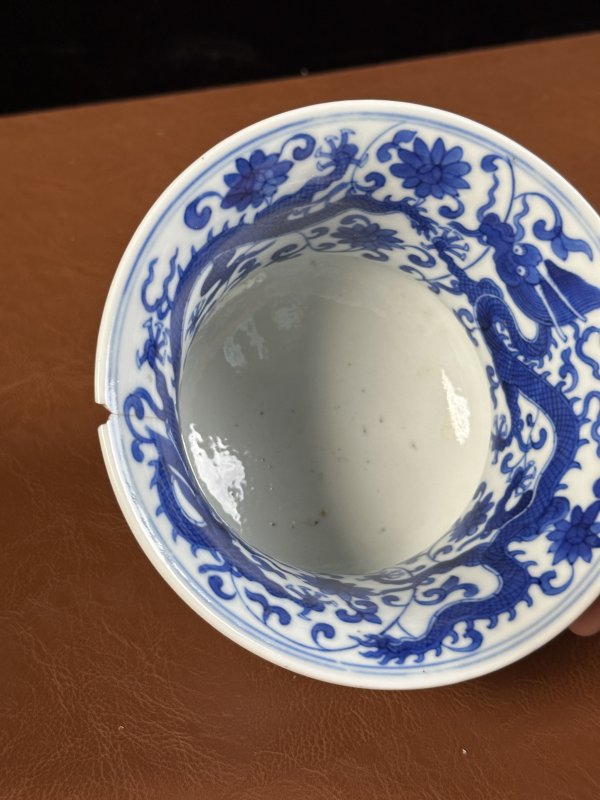 清中期 仿正德青花龙纹渣斗 - 图12