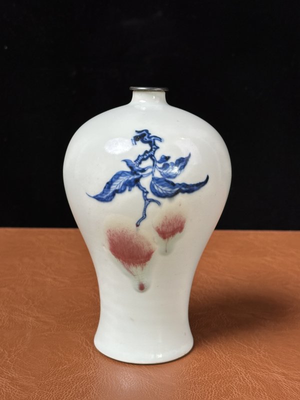 清康熙 青花釉里红三多梅瓶 - 图3