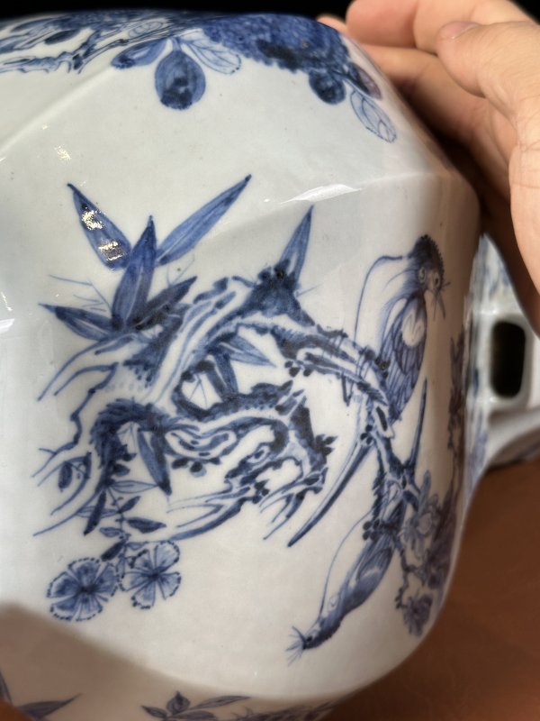 清中期 青花花鸟纹四方贯耳瓶 - 图13