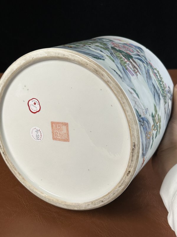 清道光 粉彩西湖山水笔海 - 图11