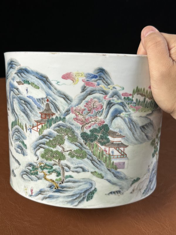 清道光 粉彩西湖山水笔海 - 图12